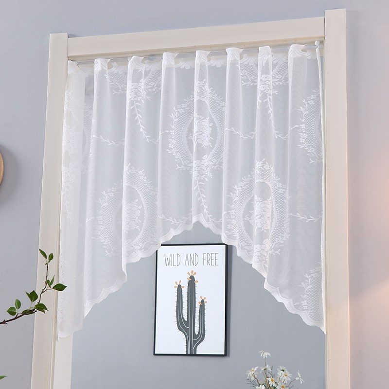 法式蕾丝奶油风半帘短帘帘头帘幔咖啡帘门帘遮挡帘窗纱民宿网红