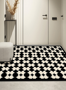 法式棋盘格地垫入户门垫皮革wpvc可免洗耐脏脚垫玄关门口进门地毯