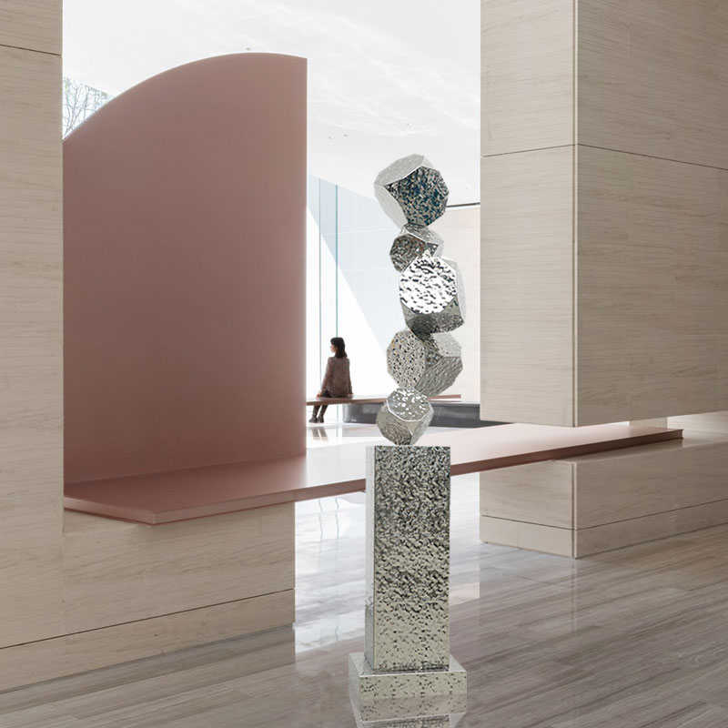 不锈钢商场奢大型金属艺术抽象轻雕塑现代大堂摆件酒店售楼处落地