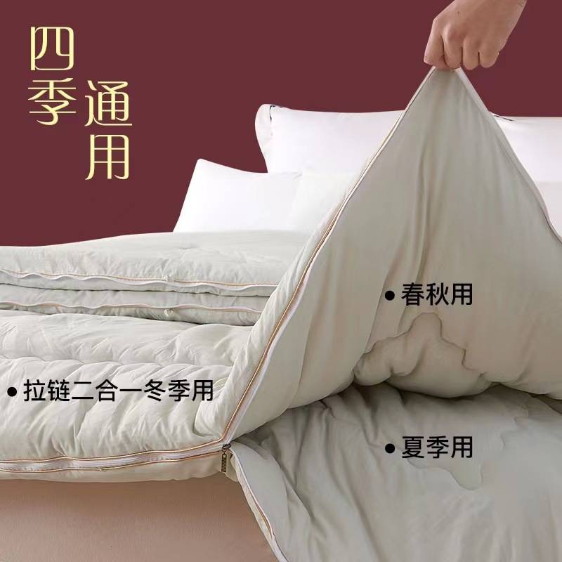 手工蚕丝被子母被二合一拉链款双人春秋被芯宿舍加厚冬被四季通用