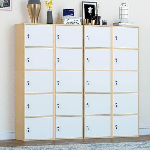 易组装小木书柜子生收纳柜带门带锁置物柜床简头橱收727纳柜学书