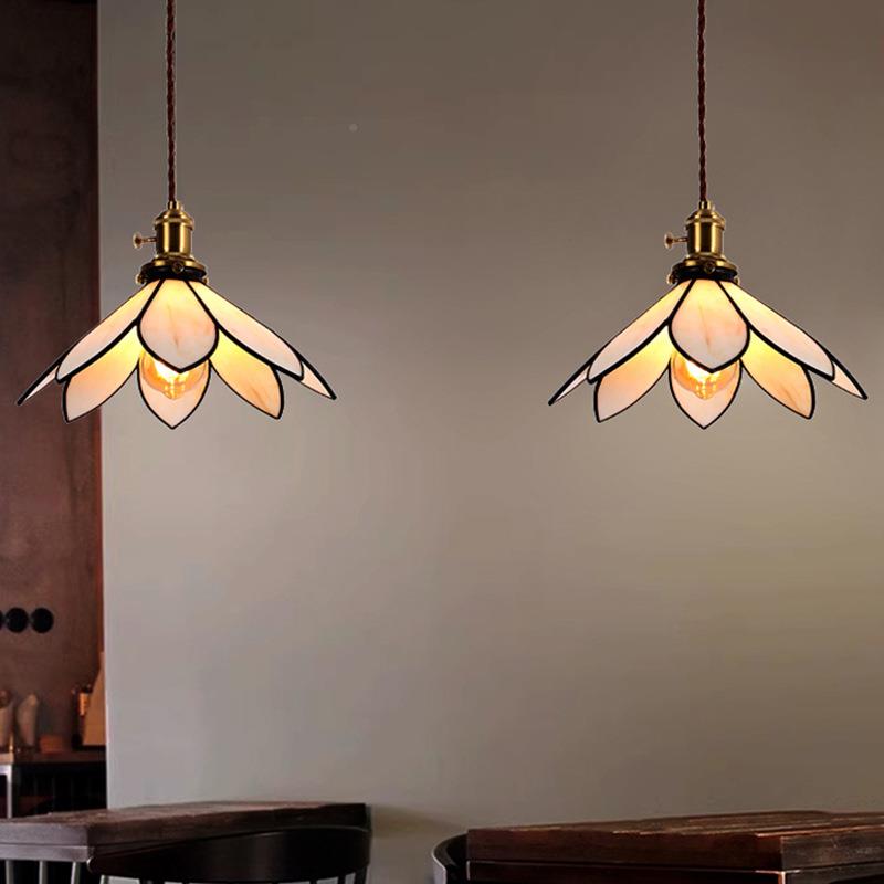 中古风吧台玻餐厅复式民宿玄398关吊中山灯房具彩色璃卧室客厅小