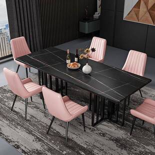 意式轻奢方岩板餐桌简设约FY997小用户型家长形饭桌计师创意洽谈