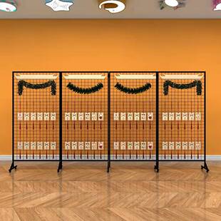 折叠网格展示架幼儿园画展书法美术绘画作品展览架落地铁网格网