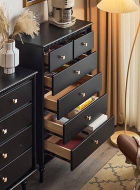 9C美式实六斗FS01小型法户式客厅靠墙窄简约木现代储物收纳柜置物柜柜