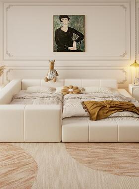 主卧口双一人亲子床家四的拼接布艺床二胎家SVL庭母榻榻米超大子