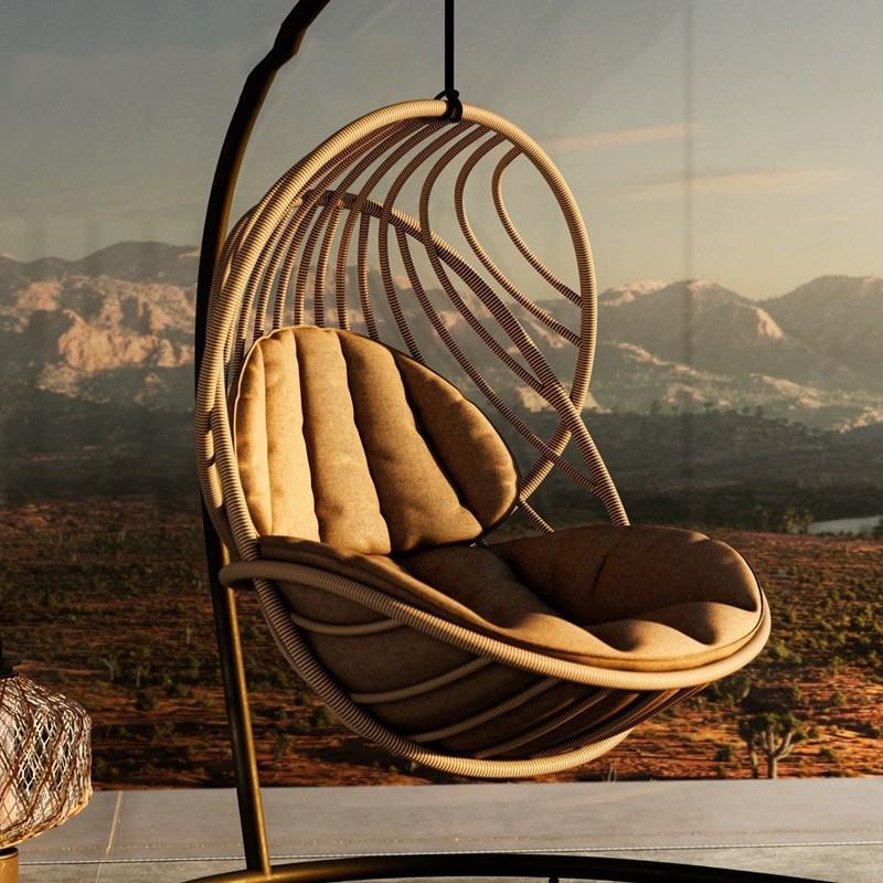 10户外院家具庭客厅吊篮度假村悬民挂吊椅景区网红鸟款巢宿落地摇