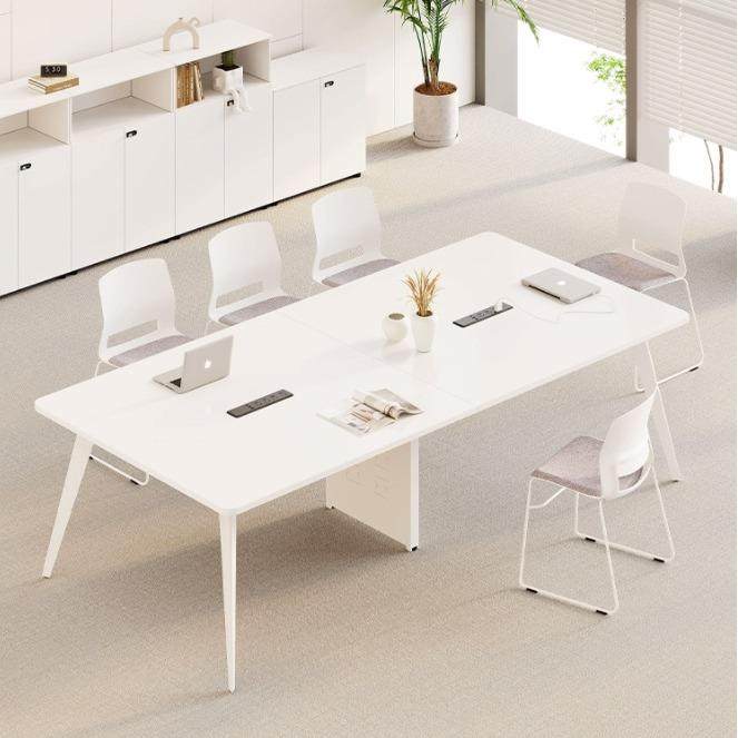 会议桌长桌办公桌椅组合简约现代洽谈6/8人大小型白色会客室桌椅