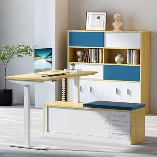 电动升降桌智能台式电脑桌单人主管办公桌带侧柜简约现代双电机