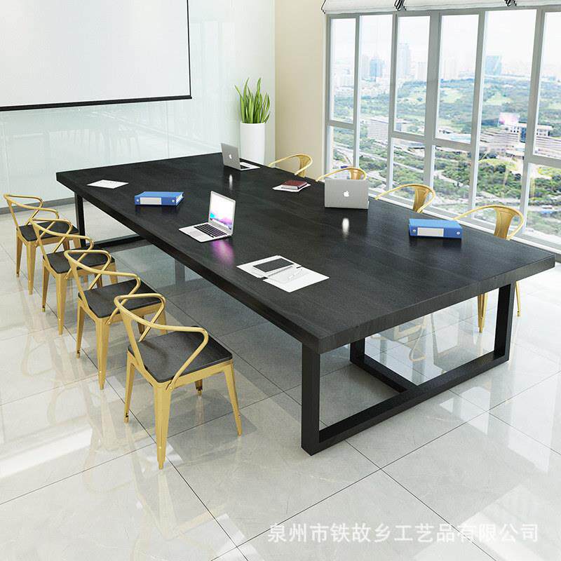 简约实木办公桌简约公司会议桌洽谈室桌椅组合长条职员大型桌子