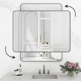 室镜子贴墙自粘生间形浴发廊壁挂914免打孔洗漱台方挂墙卫式 化妆