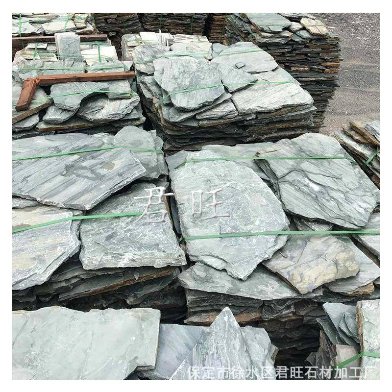 838绿色板岩石头碎拼不石规石青板别墅外墙砖庭院地面则文化碎拼