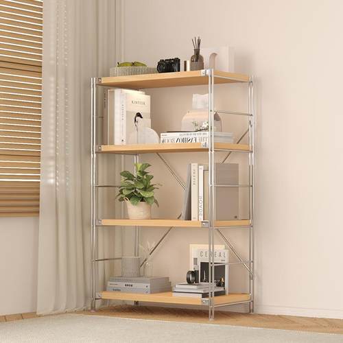 钢木置物架落架地多层收纳架厅阳台储物架家用书架开放式客ZWJ121