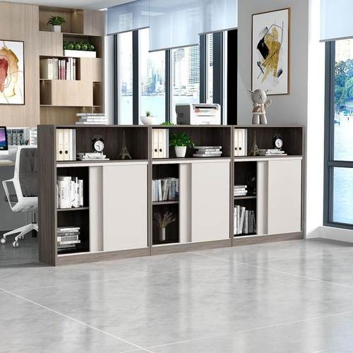 公办柜室柜推拉移门小型件柜矮柜木质资1料打印文机柜档案隔断边