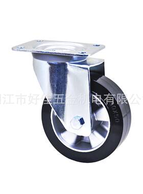 源头工厂产品150X50好佳牌欧款重型静音铝芯黑色弹力橡胶万向脚轮