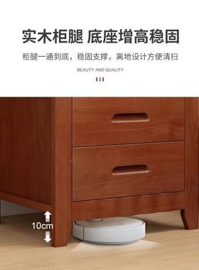 实木边床柜免安出装中式简约卧室家用带CQE锁储物柜租屋头床收纳