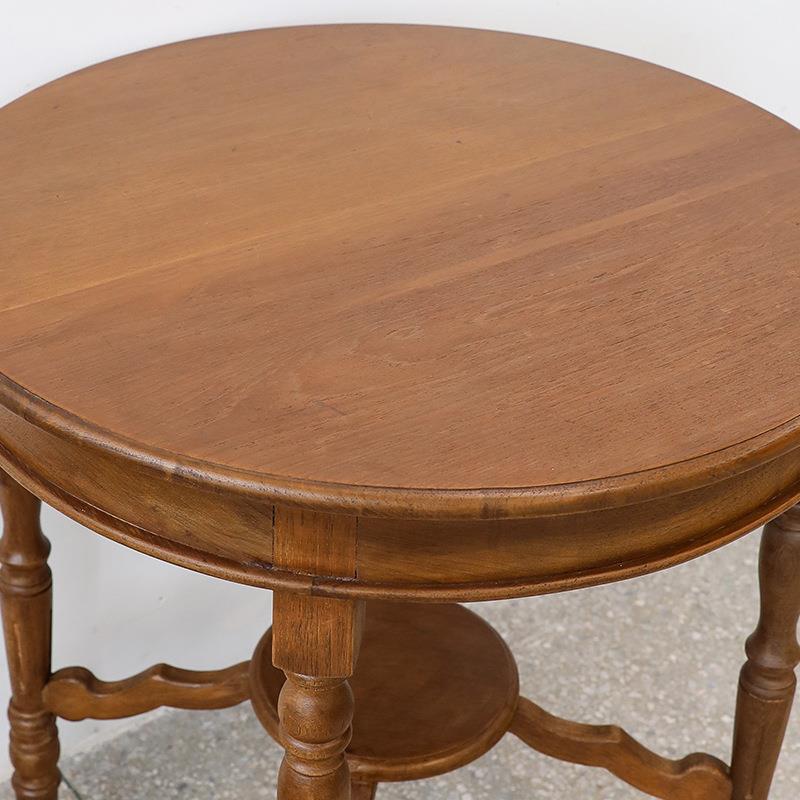 侘界卧柚木型实木圆桌茶几客厅室阳台迷你桌CJ-174子沙发旁边小户