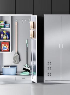 不锈钢清洁柜间ZS-963家室用阳台杂物储存柜学校教单收双门拖把扫