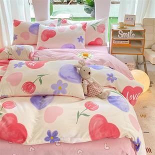 .磨毛05889床上用品四件套水洗棉1款5米床笠单人三件双亲肤家用极