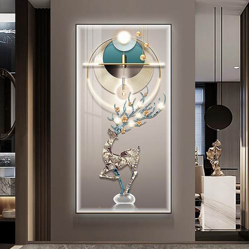 轻奢走入道户门玄关装饰画版廊L竖ED灯画现代简约大ysj22061气福