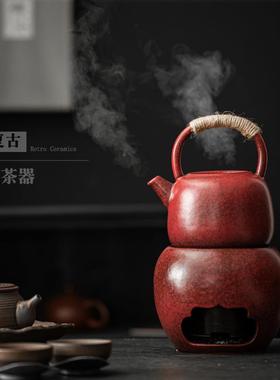 陶煮茶壶梁陶壶提壶可火加热烤茶壶煮瓷茶器煮水明壶ch221121围炉
