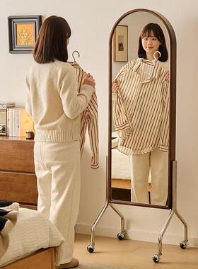旋全身镜落收地26227镜家用穿衣镜纳转杂志架体简约试一衣镜穿衣
