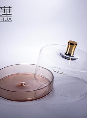 安件华高AHN尚颜值玻璃果盘轻奢家居婚现代风摆时装庆饰品蛋糕盘