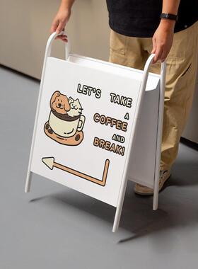 门口创式广告牌展示架意置物招牌咖啡店户外移动地386金立属落立