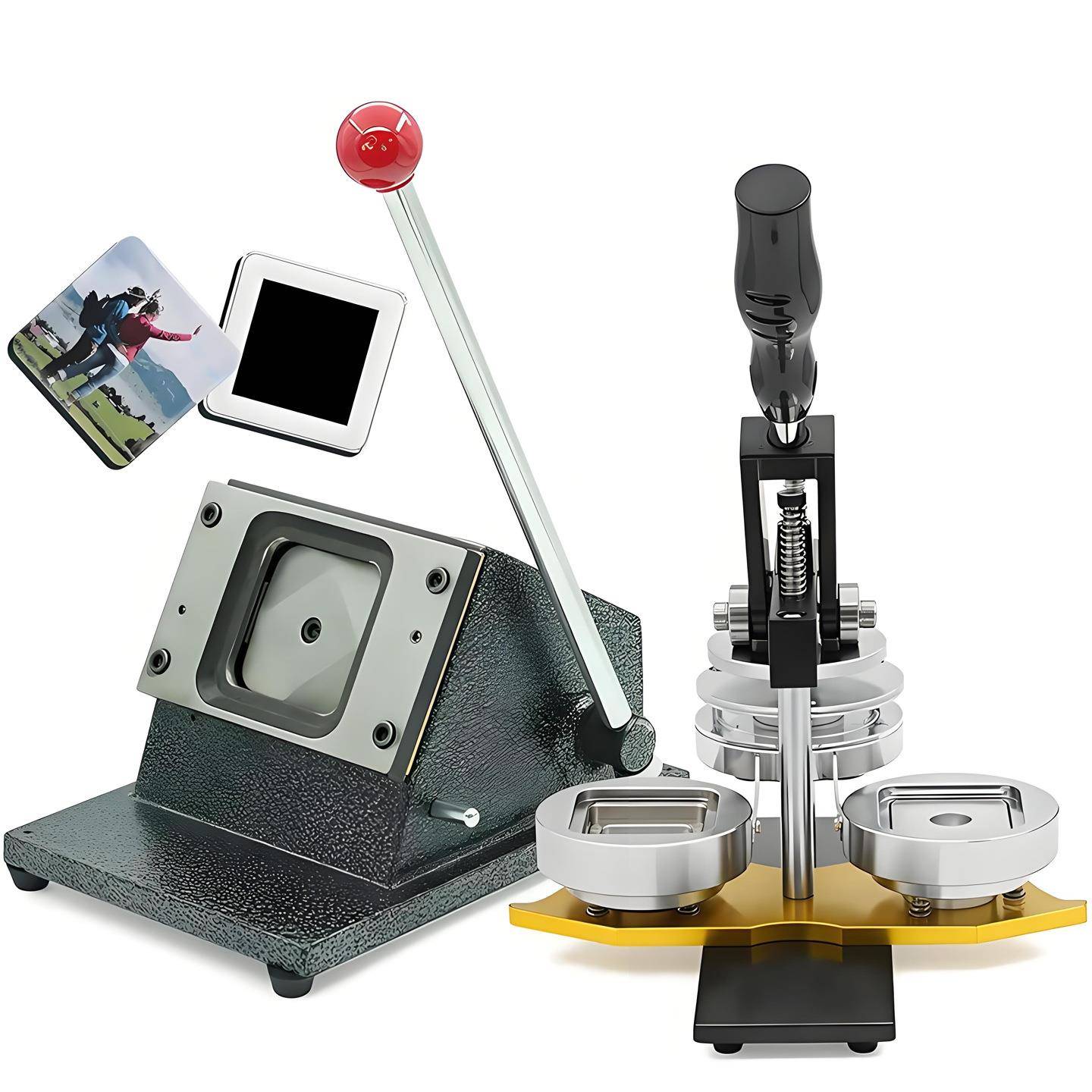 50*50MM0*50MM方形冰箱贴自制机金5属旋转章机方形徽章机徽套装