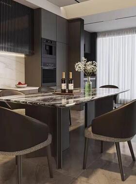 轻奢大理石餐桌现小代意式户型椅高档组合长985方形网餐红用家饭