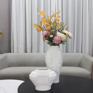 欧创色意几装何白陶瓷花瓶摆件客1188厅餐厅酒店样板房软家居装饰