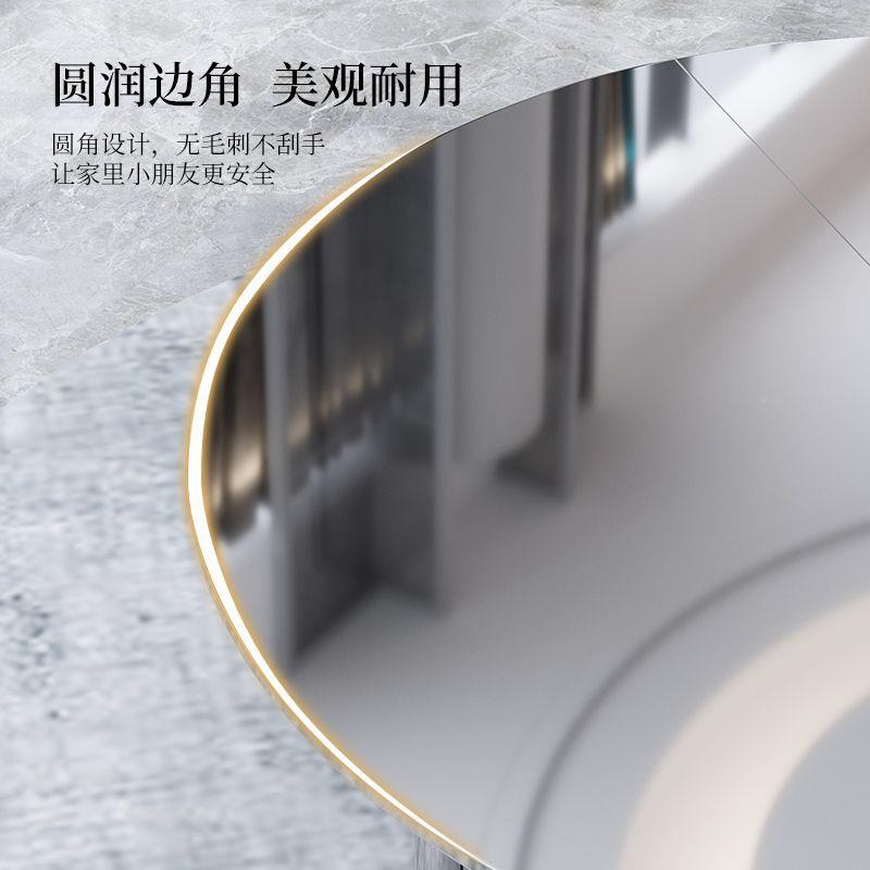 饭0NRL4加厚不锈钢3折圆桌面带转盘家庭商用酒店户外吃圆桌叠餐桌