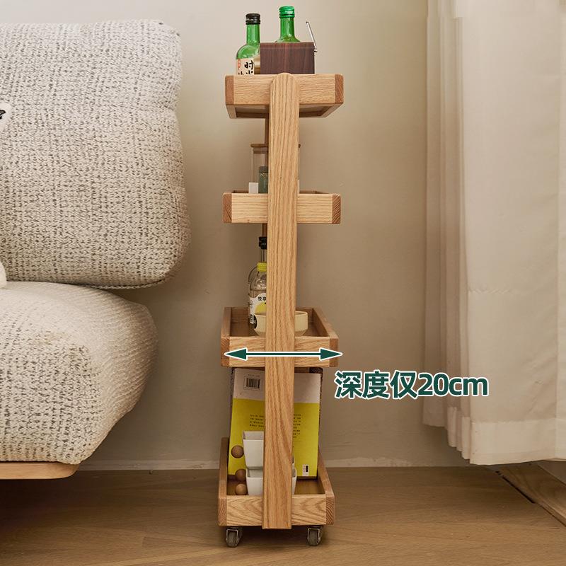 白缝蜡木移动夹书架实356木置物架卧室小型纳收多层储物柜隙整理