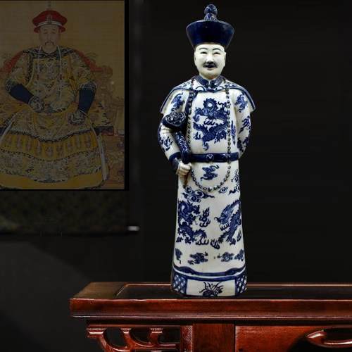 玩清光绪青XQY花塑人物雍正仿古雕工像艺老货瓷器摆件古董古收藏