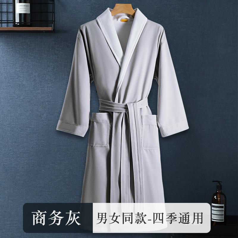 酒店浴袍男女纯棉吸水桃皮绒青果领浴袍成人浴衣睡袍新款四季通用