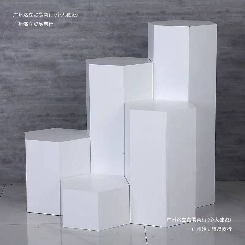 六边形木质烤漆展示台圆柱方形组合异形柜展示台服饰花店展示台
