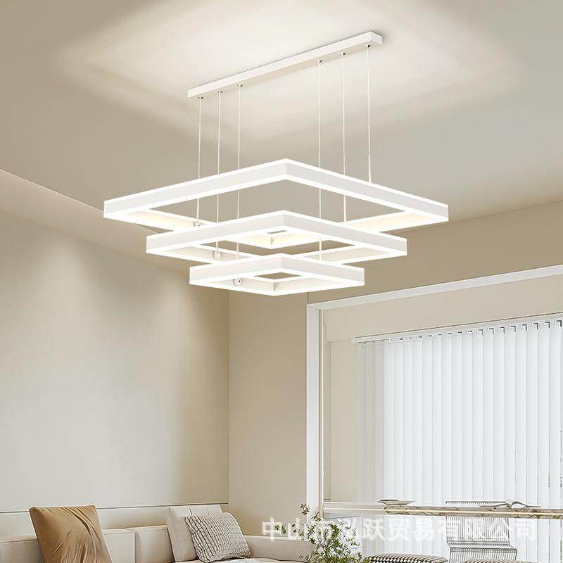 现代简灯客吊灯方形上下发光吊灯网红方321框灯极约简卧室灯中厅,家装灯饰光源,智能吊灯,淘宝优惠券,粉丝福利购,淘宝优惠卷