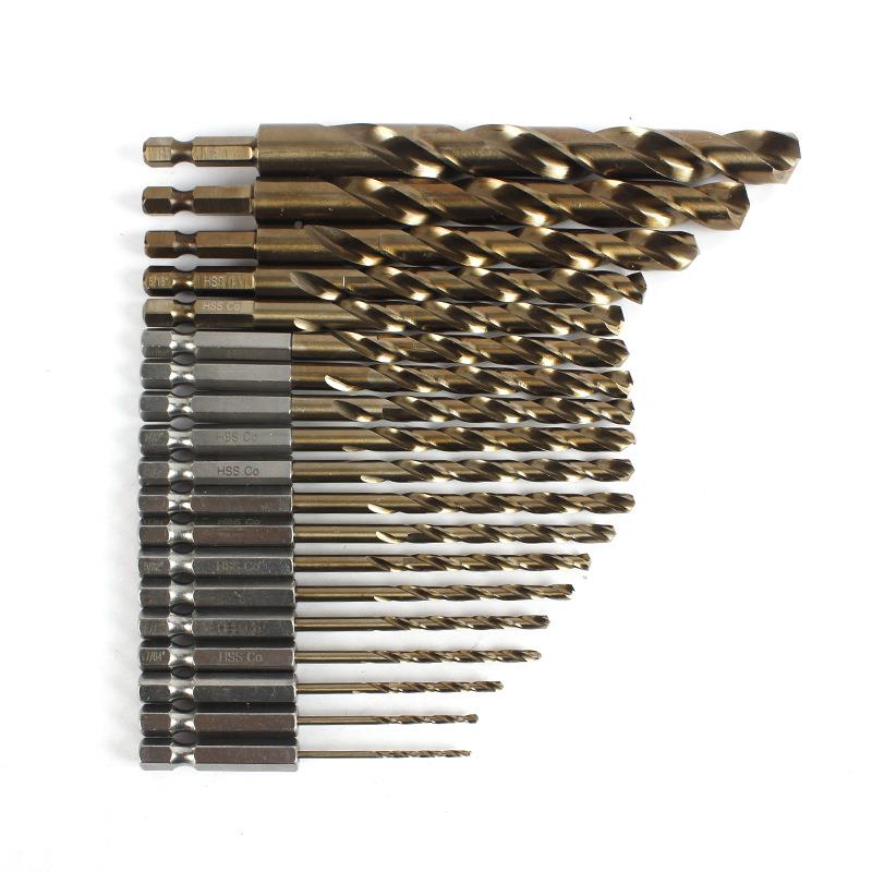 钻5C1P含钴六角柄套IPK装全磨制锈钢打孔手电钻打不孔直柄麻花钻