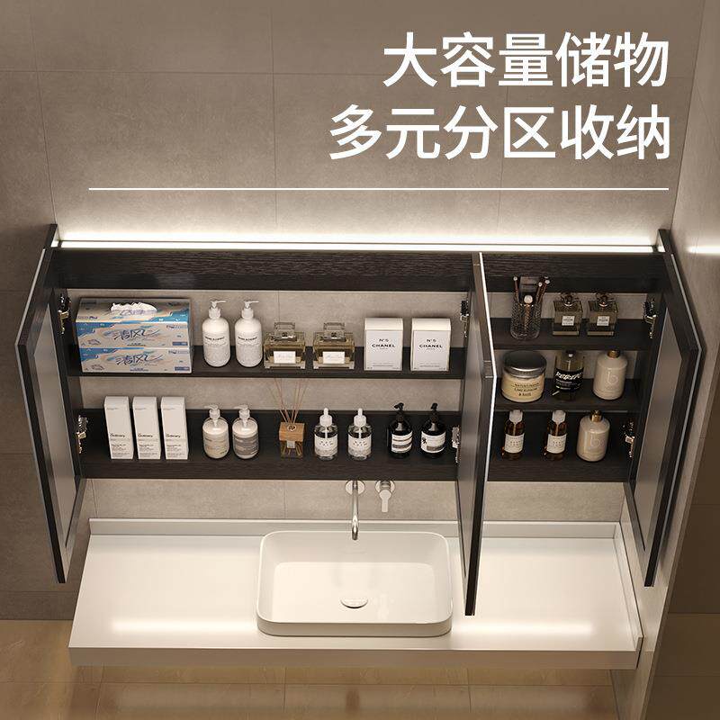卫间镜子镜柜收体纳一柜浴室挂墙生单独智能镜柜浴室柜带式785置