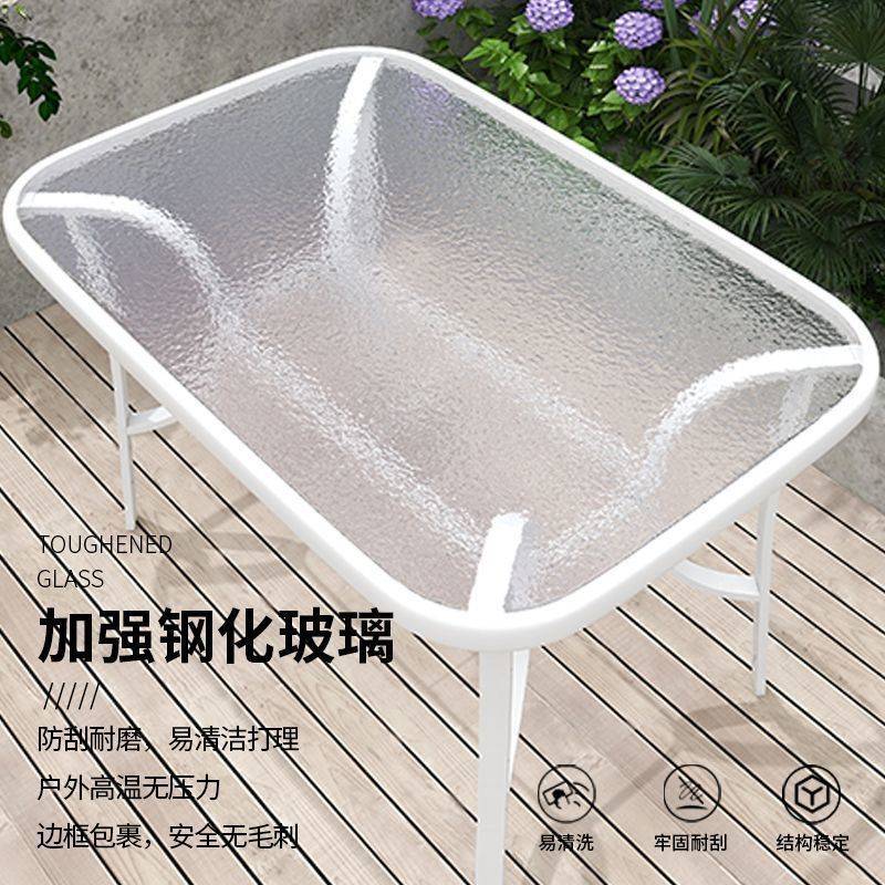户外桌椅庭院阳台白色室外休闲露天摆摊防水防晒折叠茶几餐饮外摆图片