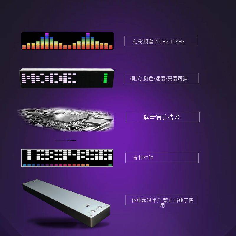2021氛围灯声控宽屏节奏灯幻彩声控节奏音乐车载桌面改造LED彩灯
