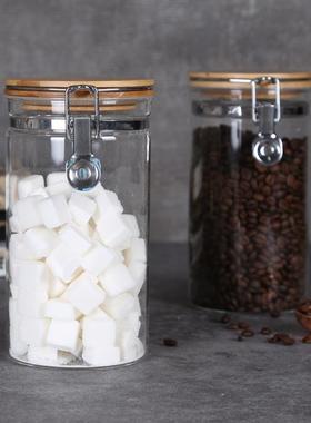 硼硅玻璃15615密罐储子物罐收纳罐高两件封套防潮防尘竹盖保鲜厨