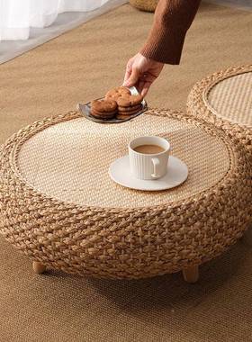 7W编飘小桌子地窗台榻榻茶米几炕桌WME喝茶休闲区茶藤台圆形矮桌