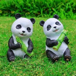 户外201熊猫真熊猫雕塑摆园件院装 饰花别墅院子仿布置造景园林景