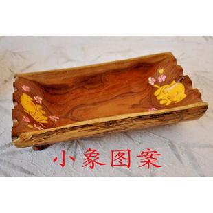 泰国制工艺品家居件饰品木摆木WPE果盘柚彩绘木果盘