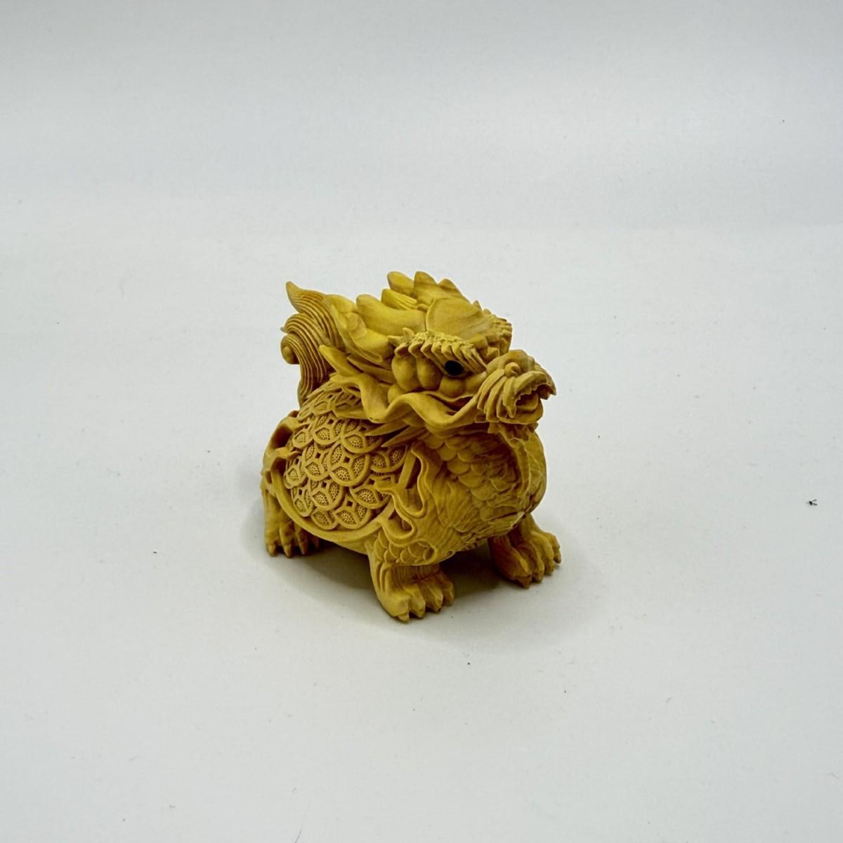 黄杨龙YM58木玄武龟手把件木质艺工品瑞兽家办公室摆件装饰居品摆