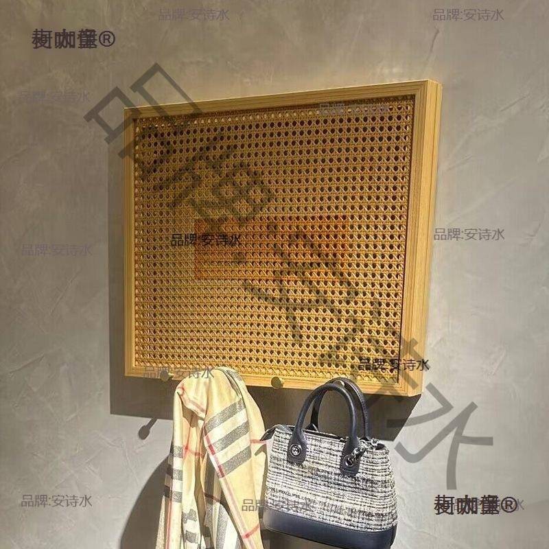 电表箱遮挡挂衣钩装饰花挂钩免打孔中式藤编带挂衣钩民箱装麦太保