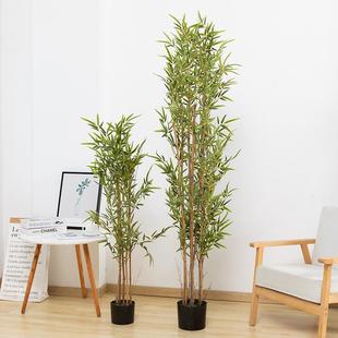 仿院真竹子假生竹子绿竹盆栽室内庭屏风仿真绿植装假绿饰植盆景仿