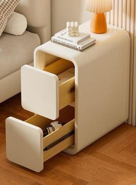 型LSQ床头柜窄款现小代简约小型窄小安装轻奢窄边免柜户奶油风床