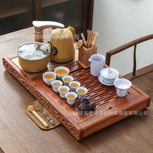 花梨木茶盘储水家用实木简约不锈钢沥水盘排水茶海茶托盘大号茶台